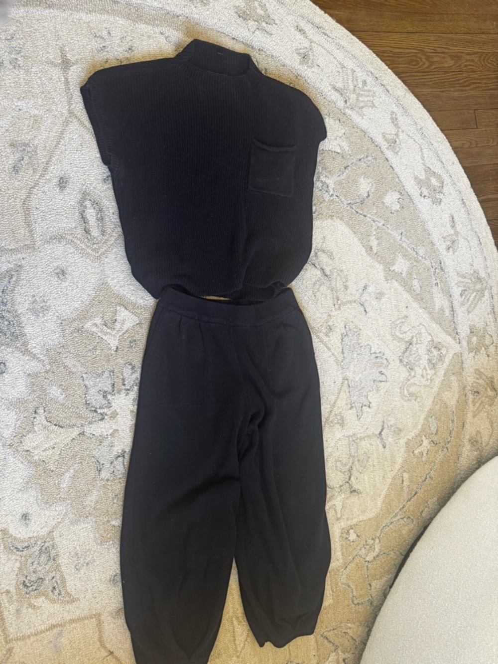 Black Knit Crop Top & knit Jogger Set